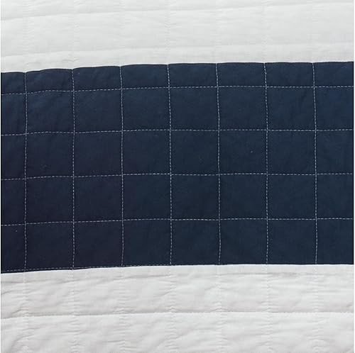 Miniatura 2 de Lush Decor New Berlin - Juego de ropa de cama de 3 piezas con diseño de rayas, matrimonialqueen, azul marino y blanco