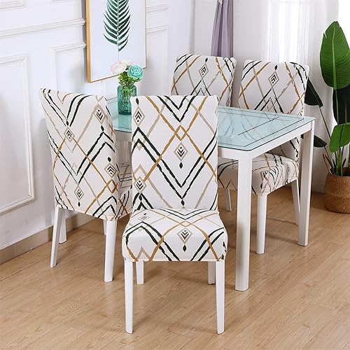 Miniatura 9 de Juego de 6 fundas para sillas de comedor, fundas elásticas para sillas Parsons, extraíbles, lavables, de elastano, impresas, fundas protectoras de