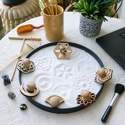 Miniatura 3 de Zen Garden - Herramientas de sello de rastrillo  Accesorios de jardín de arena de roca de meditación  Mini regalos zen de escritorio de oficina para