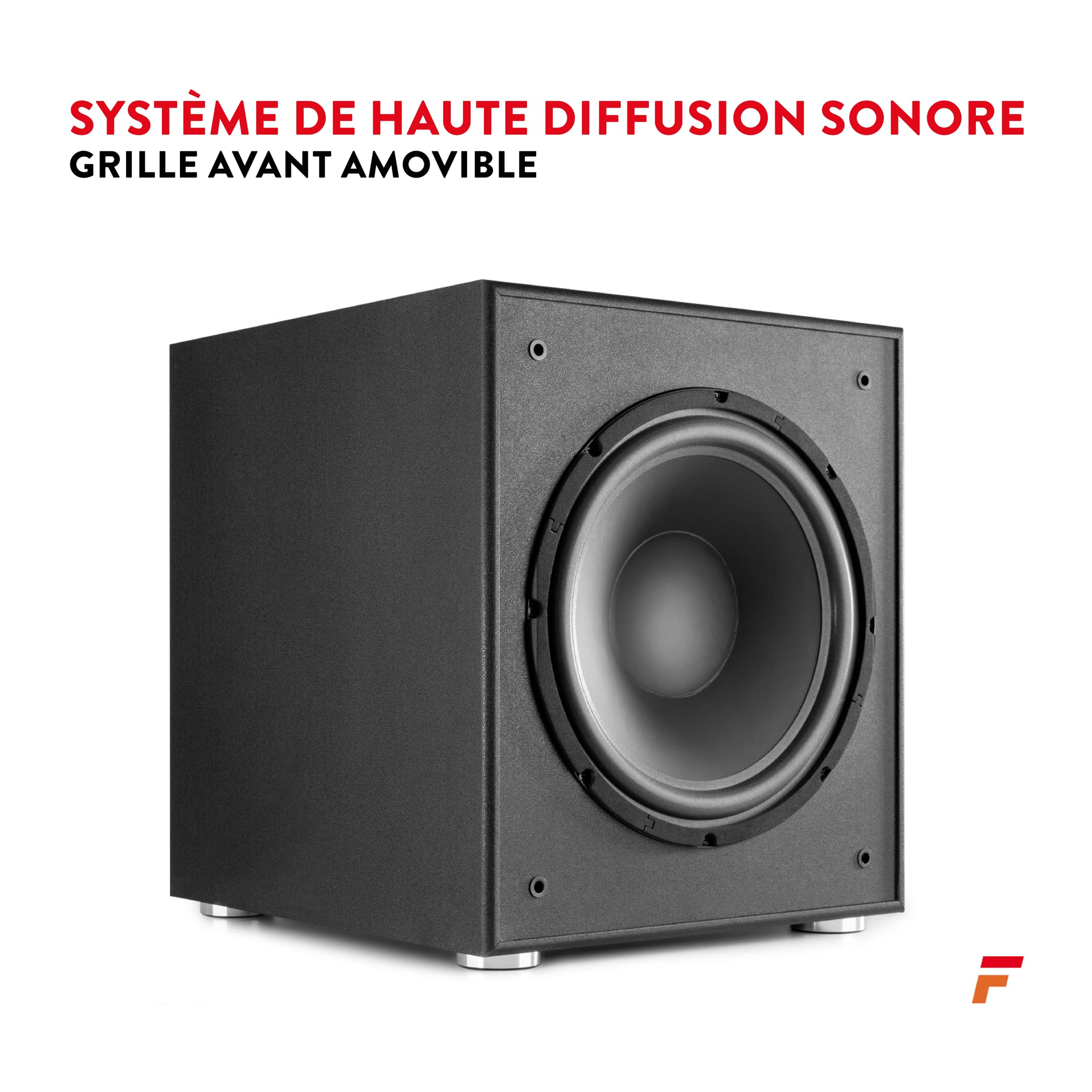 Fenton SHFS12B Subwoofer Amplifié 12 Noir, Caisson de Basse Actif, 400 Watts Max, Bass-Reflex, Qualité Sonore Optimale, Caisson de Basse pour Home Cinéma ou HiFi
