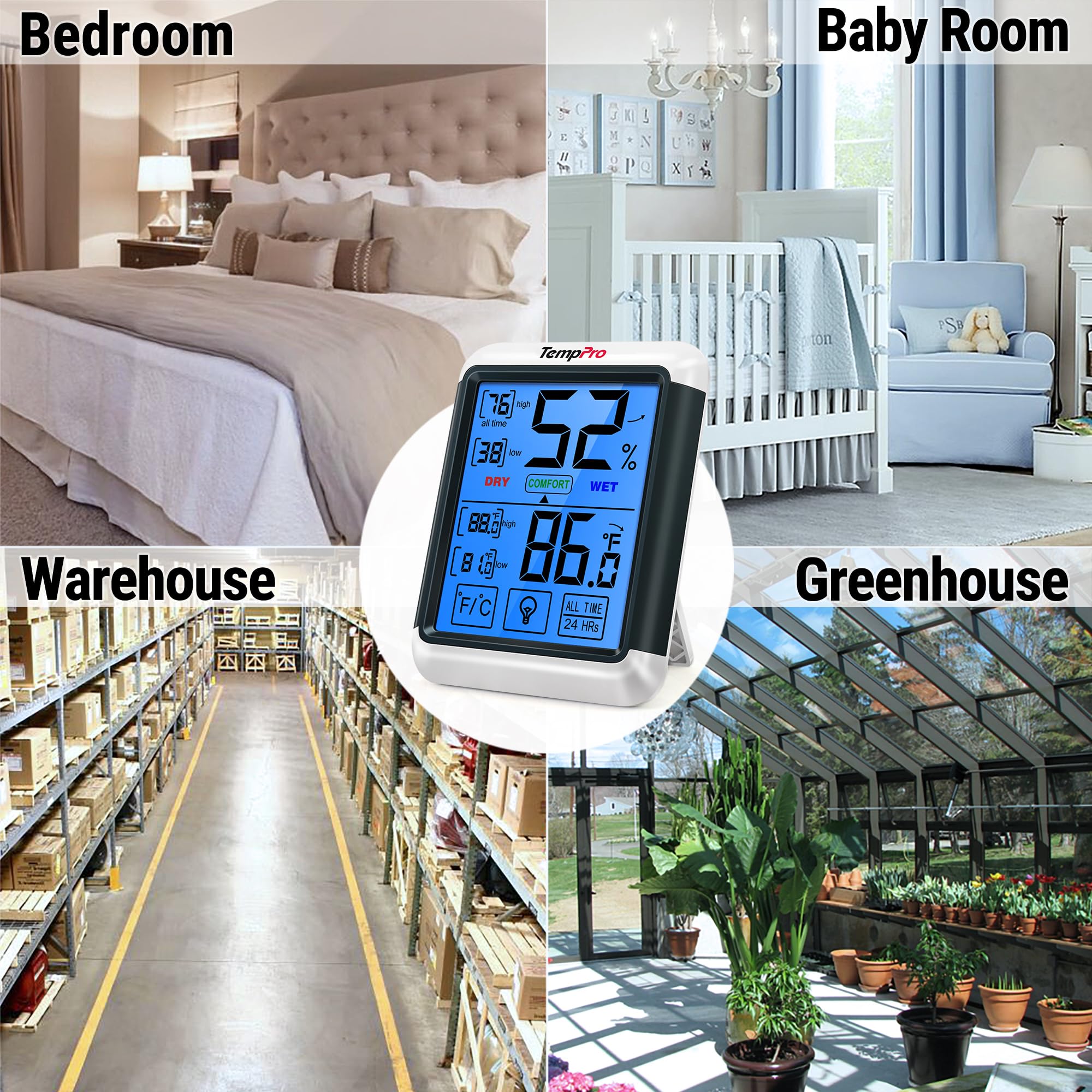 TempPro TempAir Digital Indoor Hygrometer Thermometer with Touchscreen — Amazon image 8