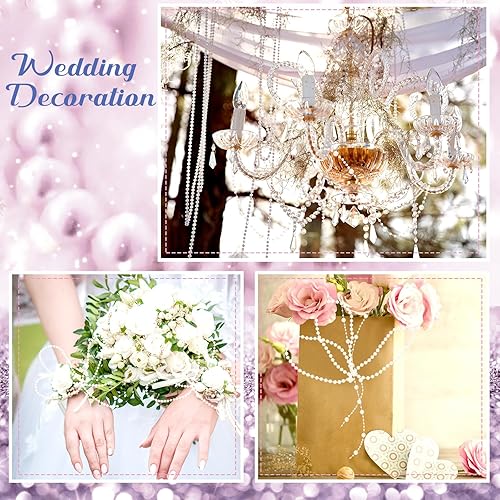 Miniatura 14 de Bonuci Guirnalda de perlas de 66 pies, cadena de cuentas artificiales para árbol de Navidad, guirnalda de perlas de imitación para manualidades