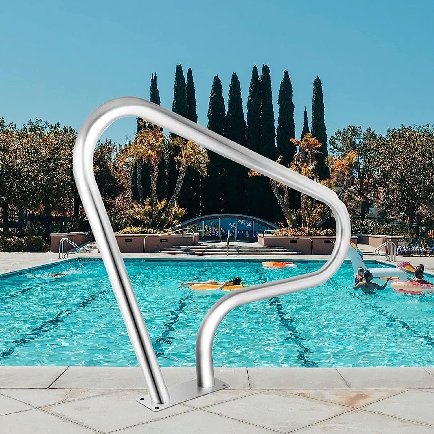 Swimming Pool Safety Hand Rail Pool Handrail Handle Grab Rails Swimming Pool Rail Pool Railing Swimming Pool Handrail 80X80Cm 250Lbs Load Capacity Silver Proof Humanized Swimming (Color : 39x32 in)