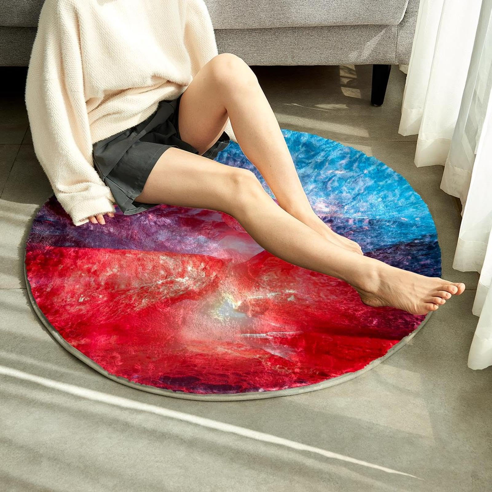 Alfombra suave y esponjosa de 80 cm para sala de estar, dormitorio, alfombra antideslizante natural, alfombra lavable para dormitorio, área de juegos, habitación de los niños, decoración