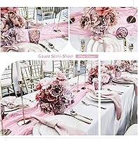 Vista 4 de Showgeous 10 Pack Baby Pink Cheesecloth Table Runner 10FT Long Semi-Sheer Gauze Table Runner Boho or Rustic Wedding Decor for Wedding Decor Arch