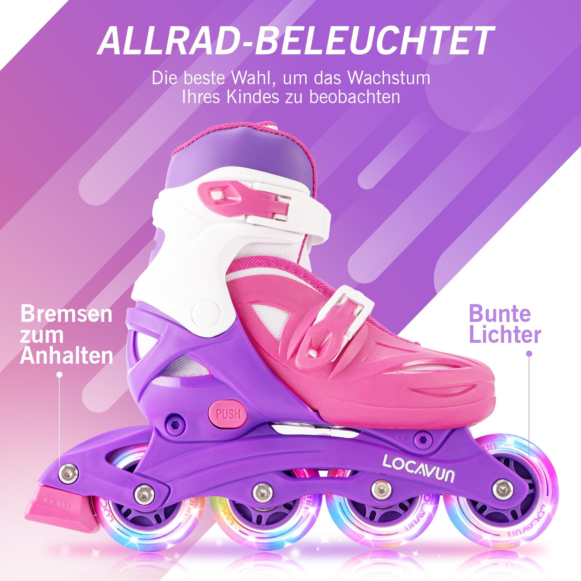Inline Skates,4 Tailles réglables avec Roues en PU 82A, Patins en Ligne pour Enfants pour Une Utilisation intérieure et extérieure - 3