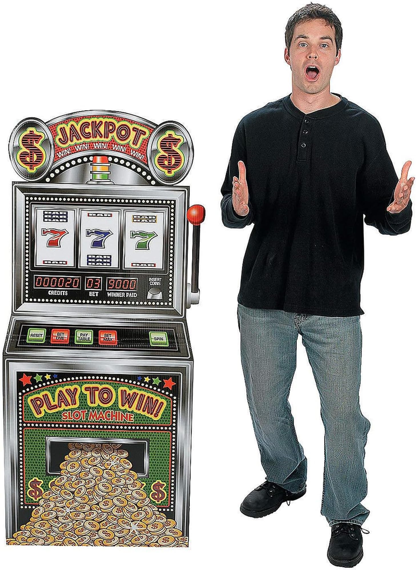 Slot Machine Cardboard Stand up (5 feet Tall) Casino Party Decor