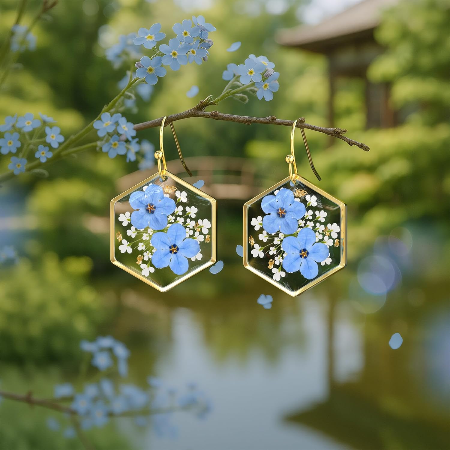 Pressed Flower Earrings Daffodils Pressed Wildflower Earrings Handmade Earrings Dry Flower Earrings Personalized Pressed Flower Earrings Handmade Unique Resin - Image 6