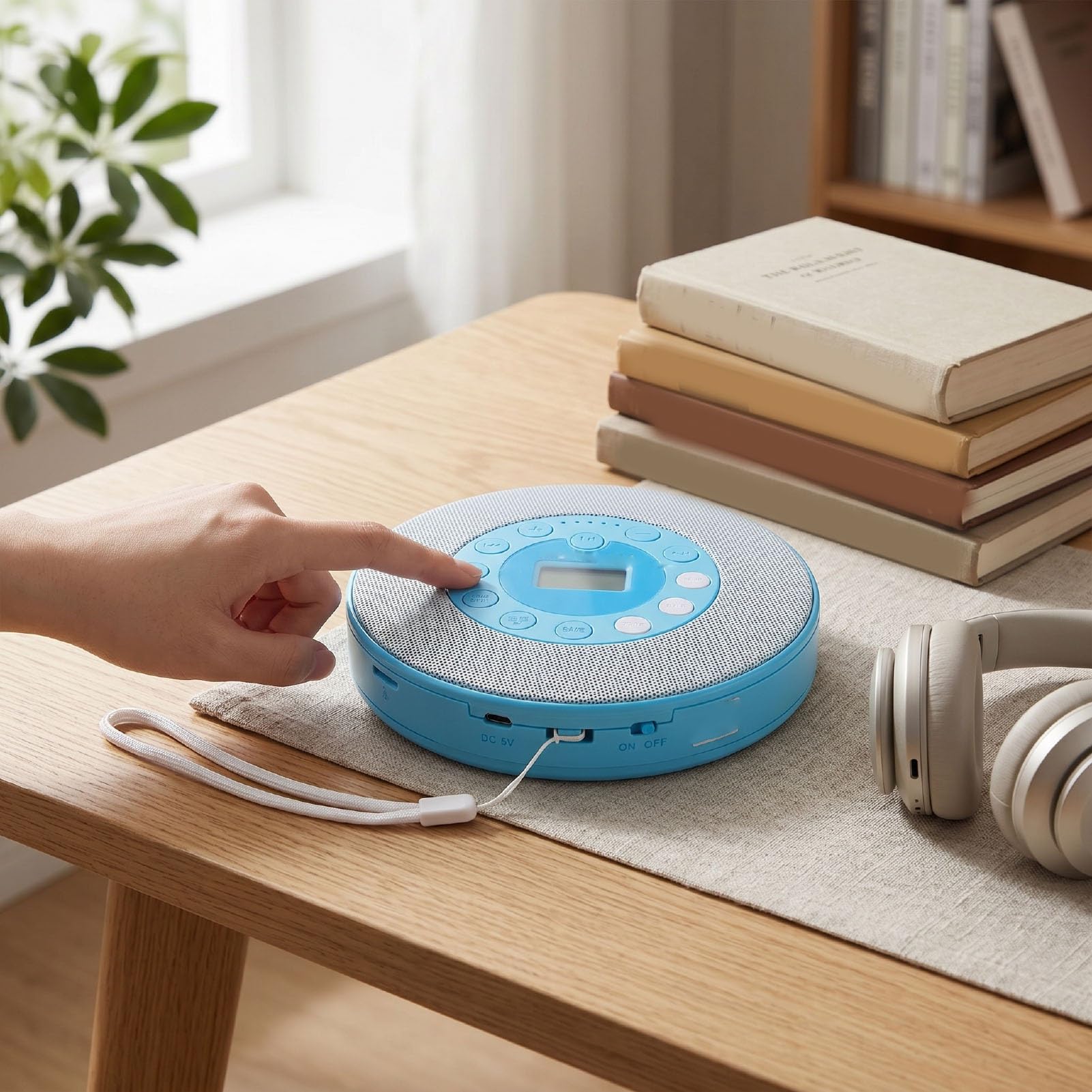 Jiawu Lettore CD con Funzione Bluetooth Antiskip Design Compatto per gli Amanti della Musica in Viaggio in Auto (BLUE)