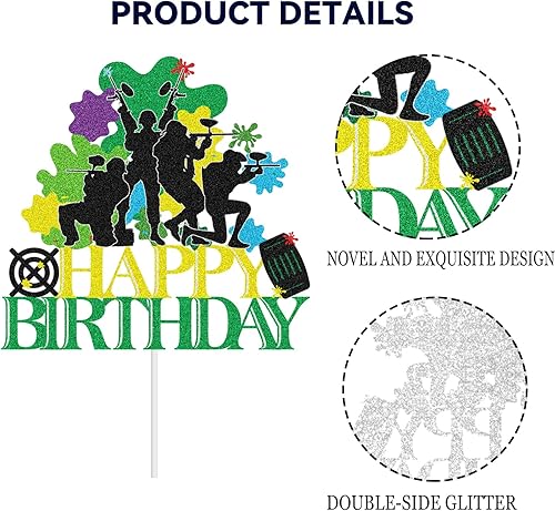 Miniatura 4 de Paintball - Decoración para pastel de feliz cumpleaños  Decoración para pastel del día de los veteranos  Decoración para fiesta de cumpleaños