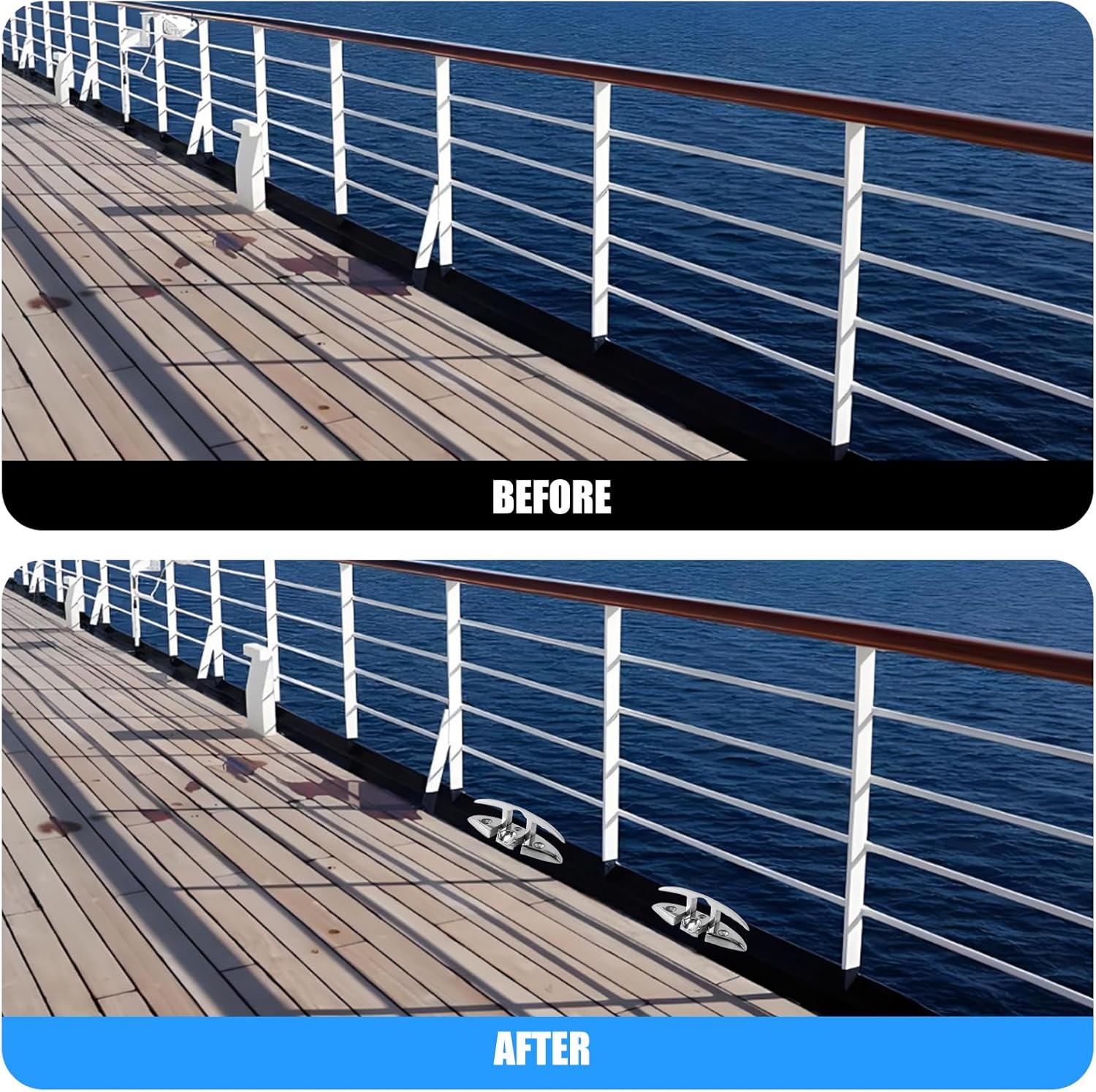 Boat Cleats 5"/6" 316 Stainless Steel Marine Grade Folding Cleats - Heavy Duty Flip Up Dock Cleats for Yachts, Kayaks & Pontoons- 2/4 Pack