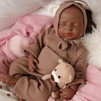 17in Silicone Baby Doll Girl,Lifelike Frowning Reborn Doll,NOT Vinyl