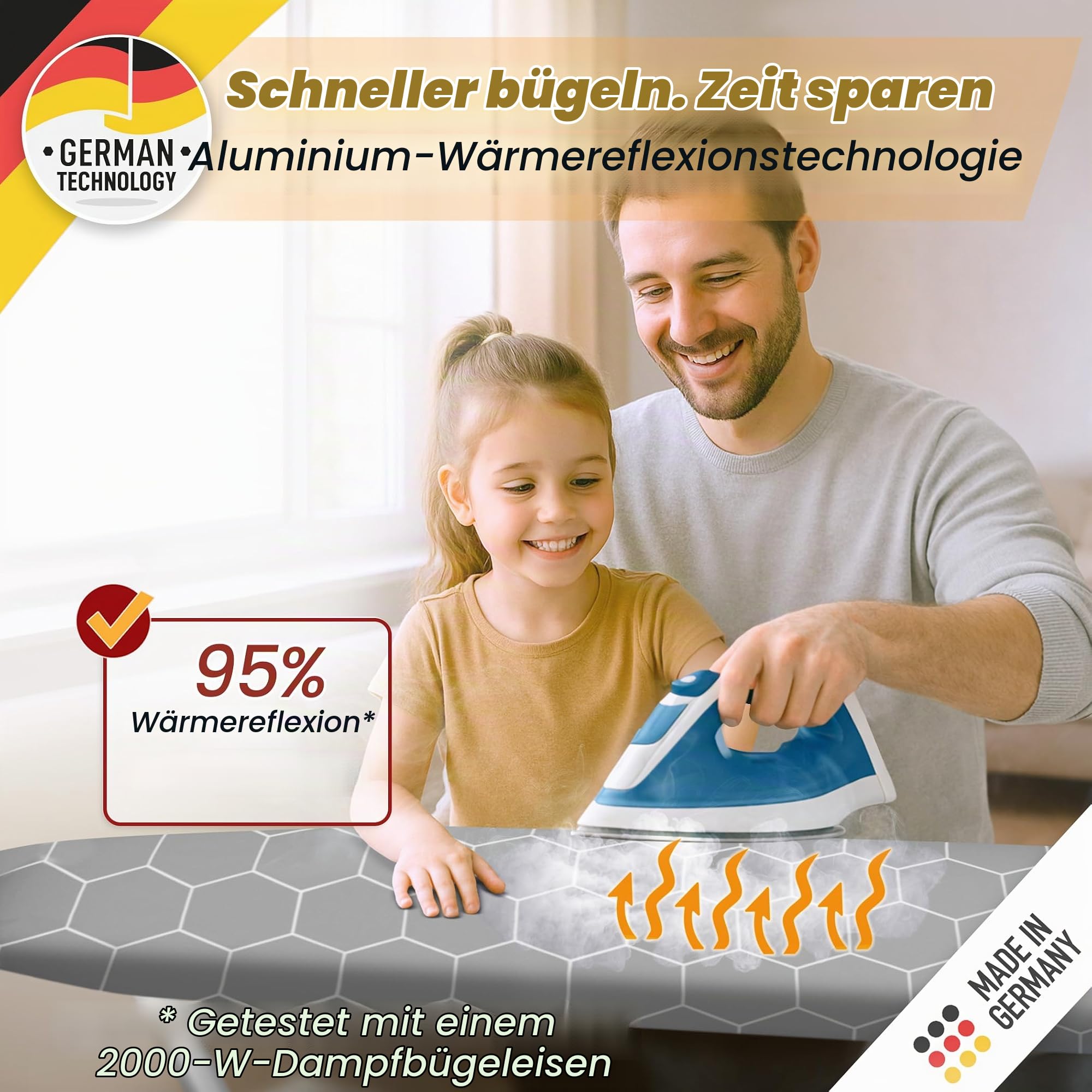 arteneur Bügelbrettbezug 15“x54“ mit hitzereflektierender | Dicke Polsterung, Gummizug, OEKO-TEX 100, für Dampfbügelstation + Dampfbügeleisen, passt für 15“x54“