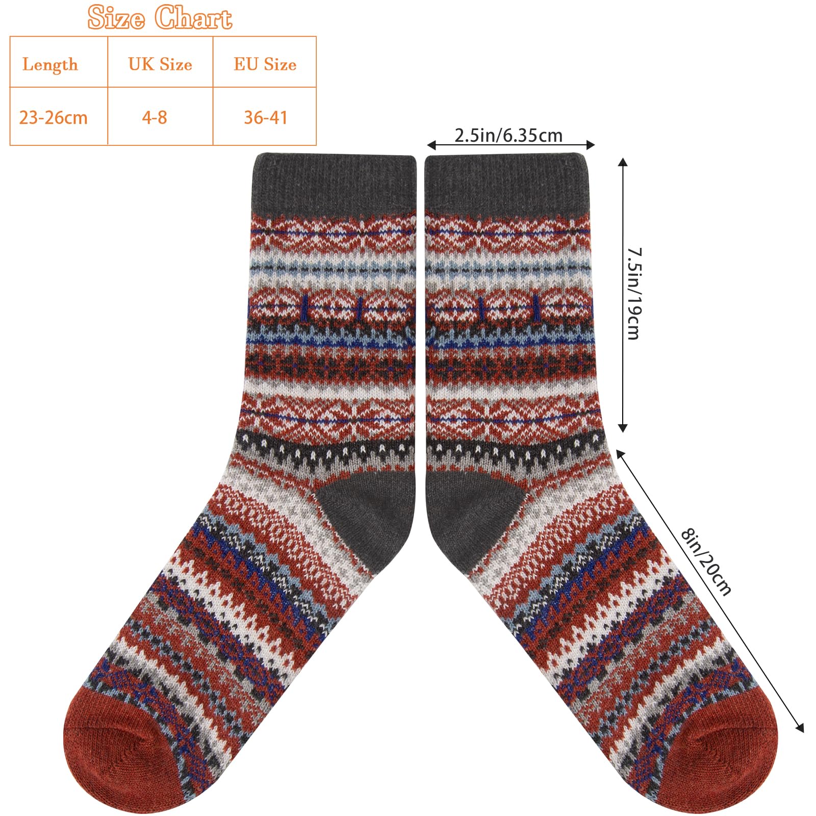 Chalier Finery 5 Paia Calze Invernali di Lana da Donna, Morbidi ed Elastici, Calzini Termiche Spesse da Donna, Regalo di Natale per il Compleanno da Donna