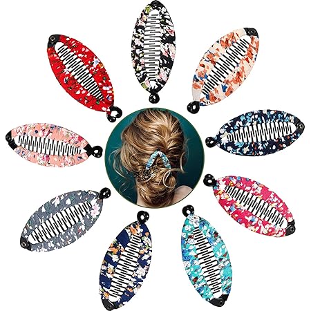Amazon.com : 12 Pieces Banana Hair Clips Plastic Flexible Interlocking ...