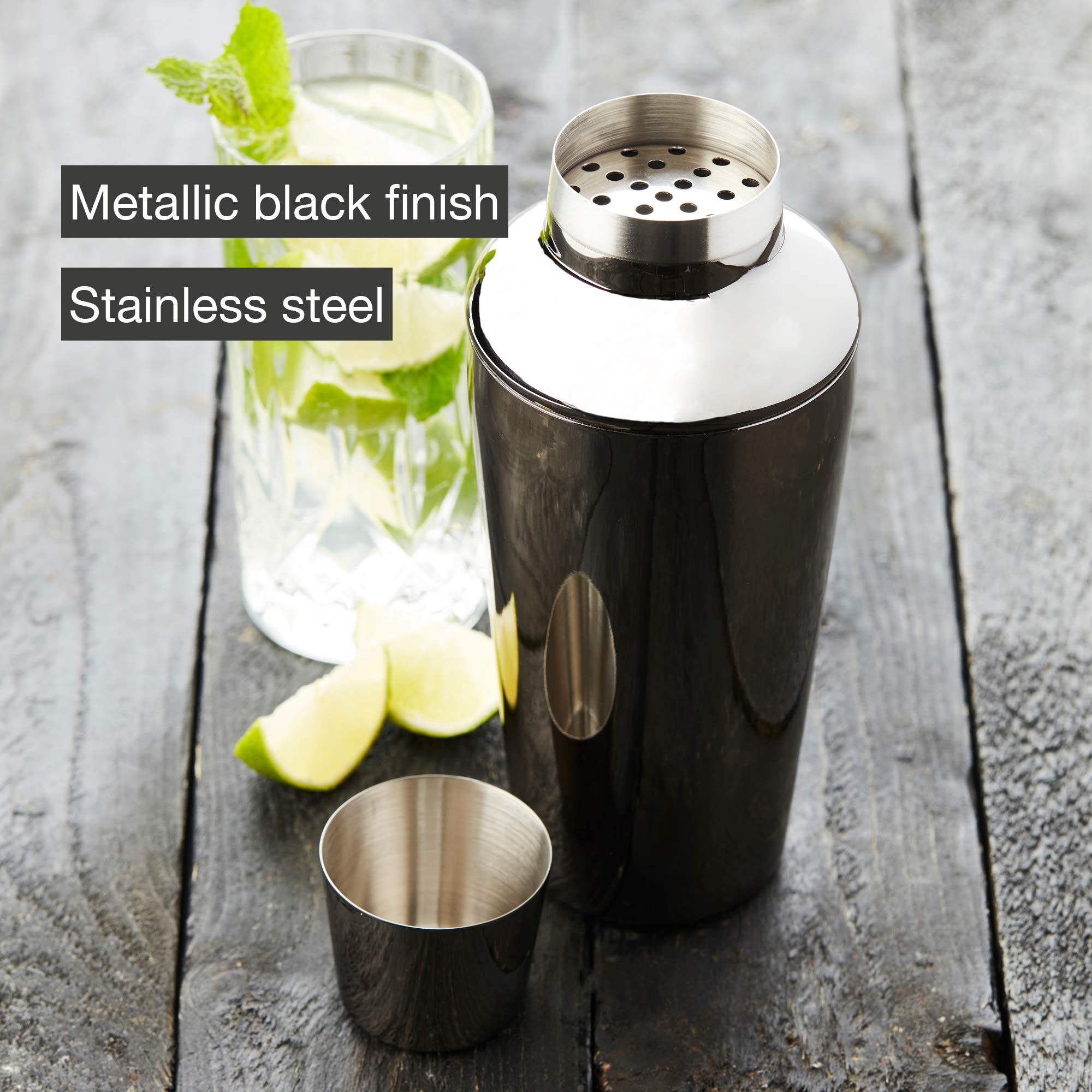 Point-Virgule shaker Cobbler en inox noir métallique 750ml