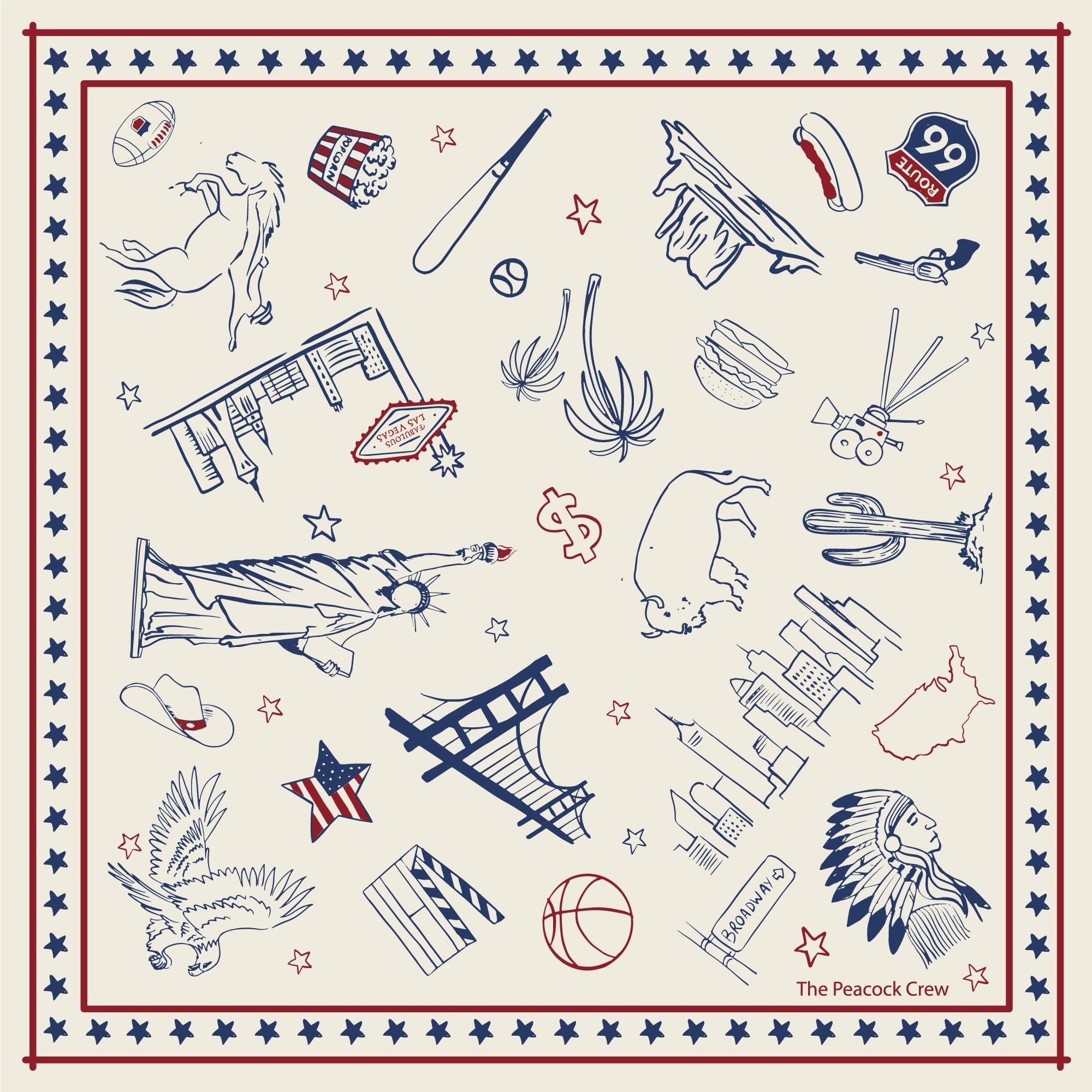 The Peacock Crew Premium Soft Cotton Designer Bandana for Men and Women 22x22 in