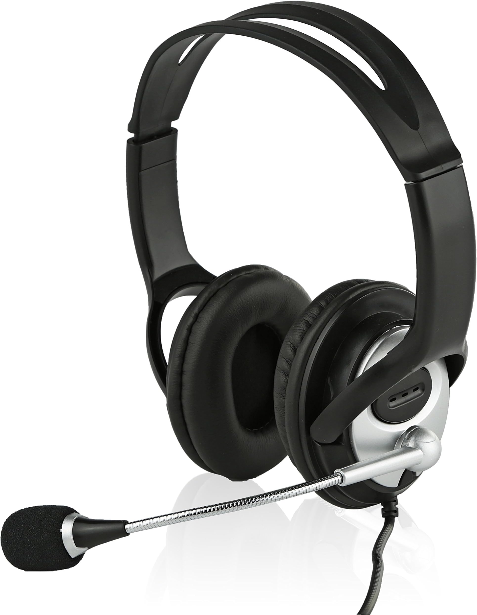 USB Headset for Computer, Chat, Skype, Webinar, Call Center Headphone - Noise-Isolating Flexible Microphone Ear Pads - USB 6ft Cable - Easy Accessible Button Controls