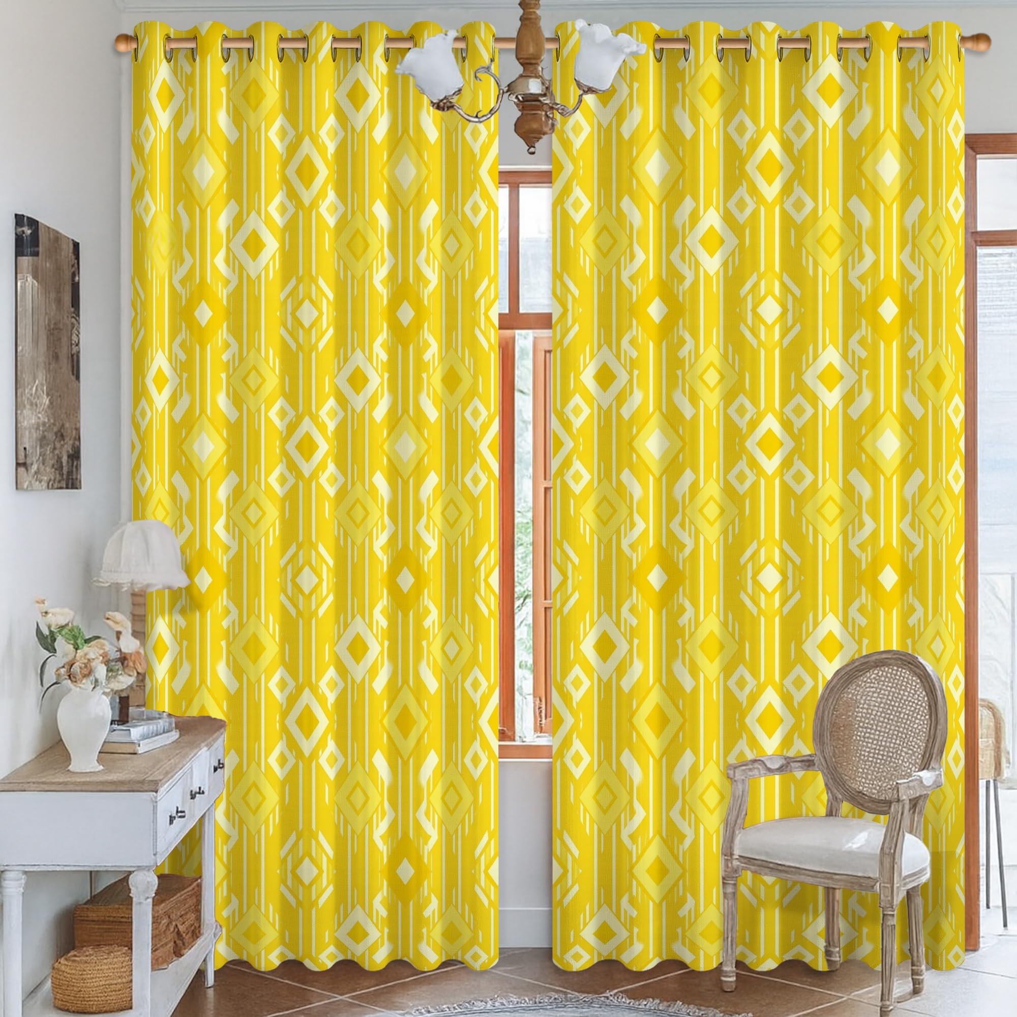 Rideaux occultants anti-chaleur à motifs géométriques pour chambre 132x213