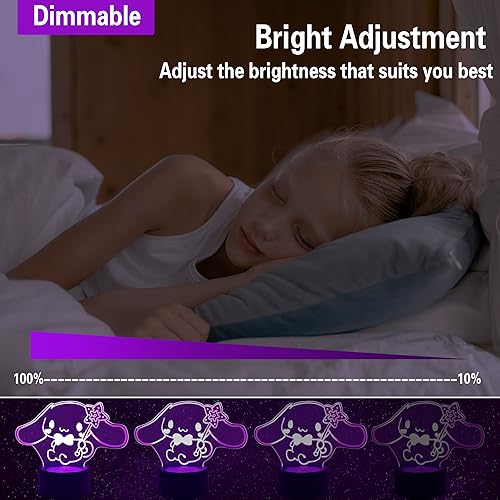Miniatura 4 de Cinnamoroll - Lámpara de noche 3D de anime, lámpara de ilusión LED de acrílico, lámpara de escritorio LED de anime, para decoración de obras de arte