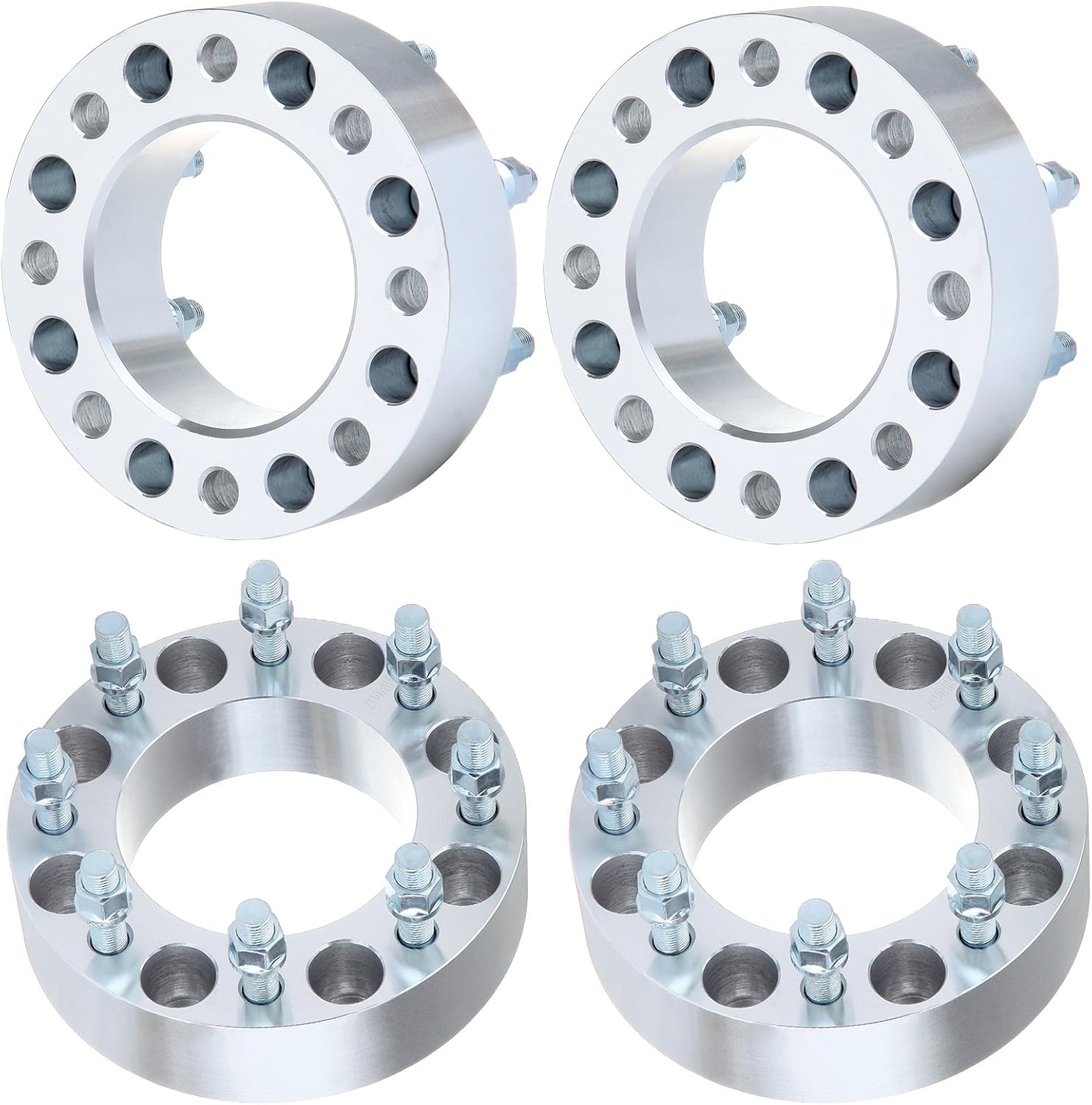 SCITOO 4X 2 inch 8x165.1mm to 8x165.1mm Wheel Spacers 8 Lug 50mm 8x6.5 to 8x6.5 fit for 2001-2010 for Silverado 2500 HD| for Express 3500 for GMC Sierra 1500 HD with 14x1.5 Studs silver 4PCS