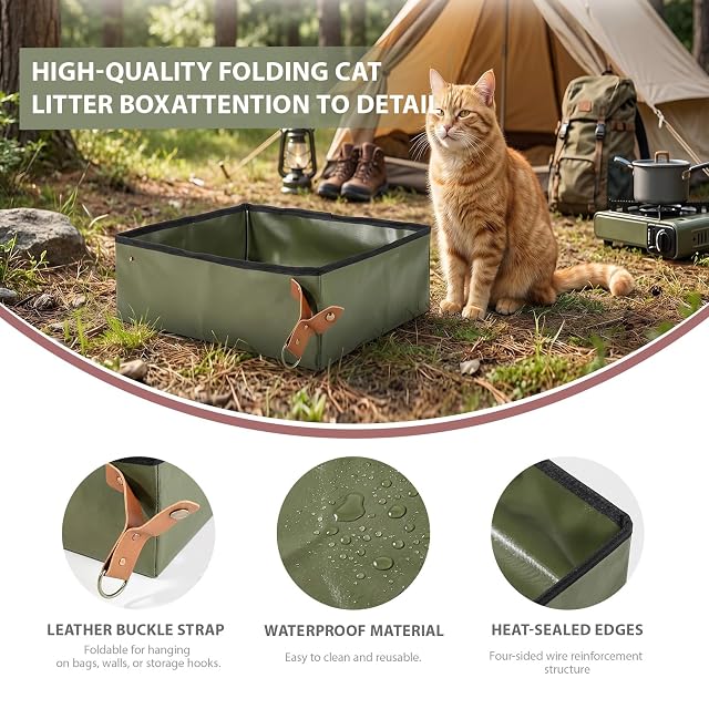 Foto 5 de 8 de Arenero Portatil Gatos, Arenero Gatos Plegable, Cat Litter Box Impermeable, Renero para Gato Impermeable