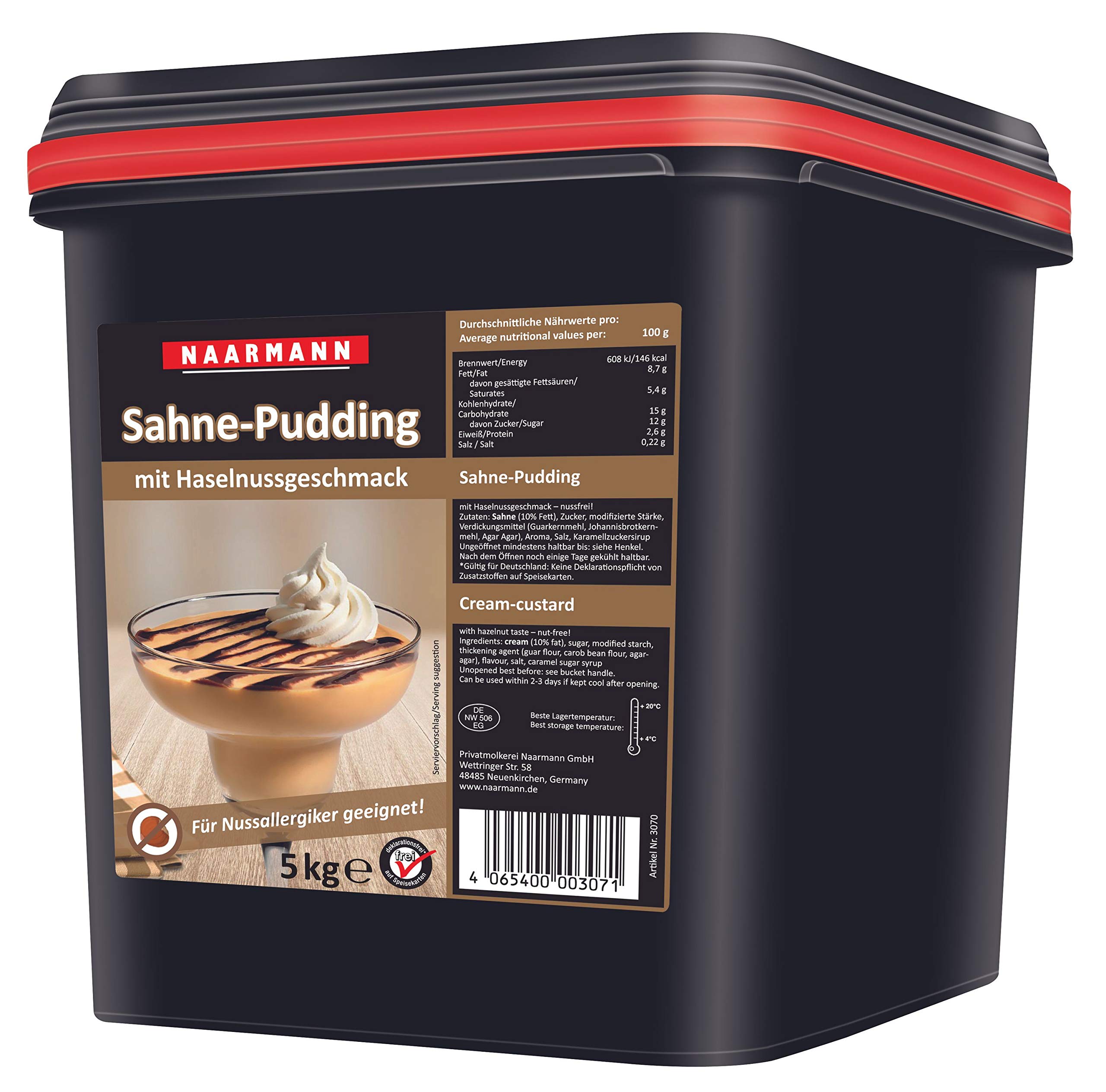 Naarmann Sahne Pudding mit Haselnussgeschmack servierfertig 5000g
