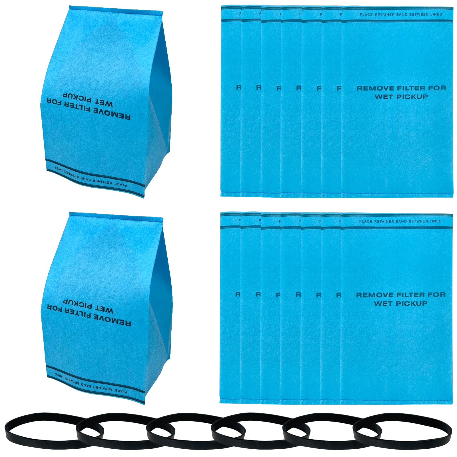 16 Pack Wet Dry Filter Bags Compatible with WORKSHOP WS01025F2, Craftsman 9-38737, MultiFit VF2000, Select 2-1/2 to 5-Gallon Shop Vac Vacuum Stinger Craftsman Husky (with 6 Retaining Bands)