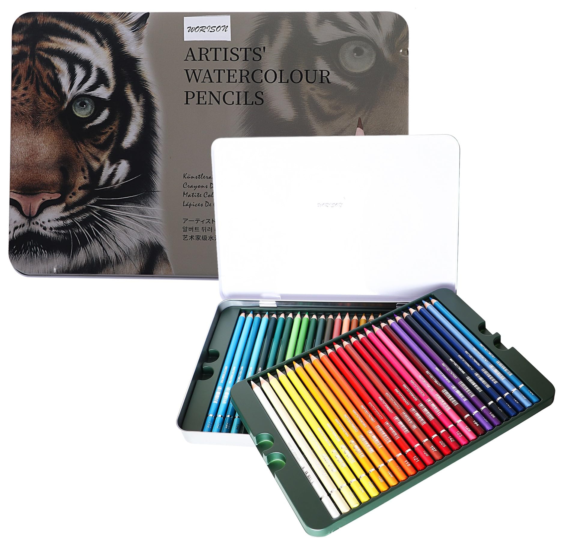 worison 48 Water Color Water Soluble Pencil Set In Metal Tin Case