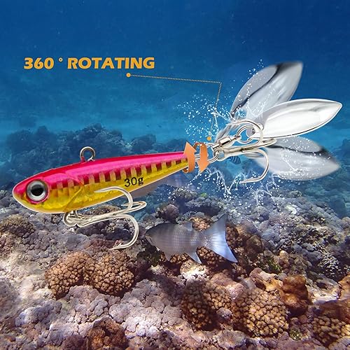 Miniatura 2 de Plantillas de pesca de metal, cucharas de pesca de metal, cebo de hoja giratoria, cuchara de jigging de fundición larga, señuelo vertical duro VIB