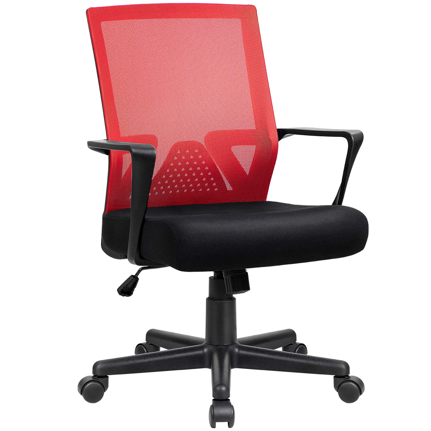 Furniwell Office Chair Ergonomic Desk Chair Mid Back Modern Computer Chair Task Swivel Chair Mesh Adjustable Chair with Lumbar Support Armrest (Red)