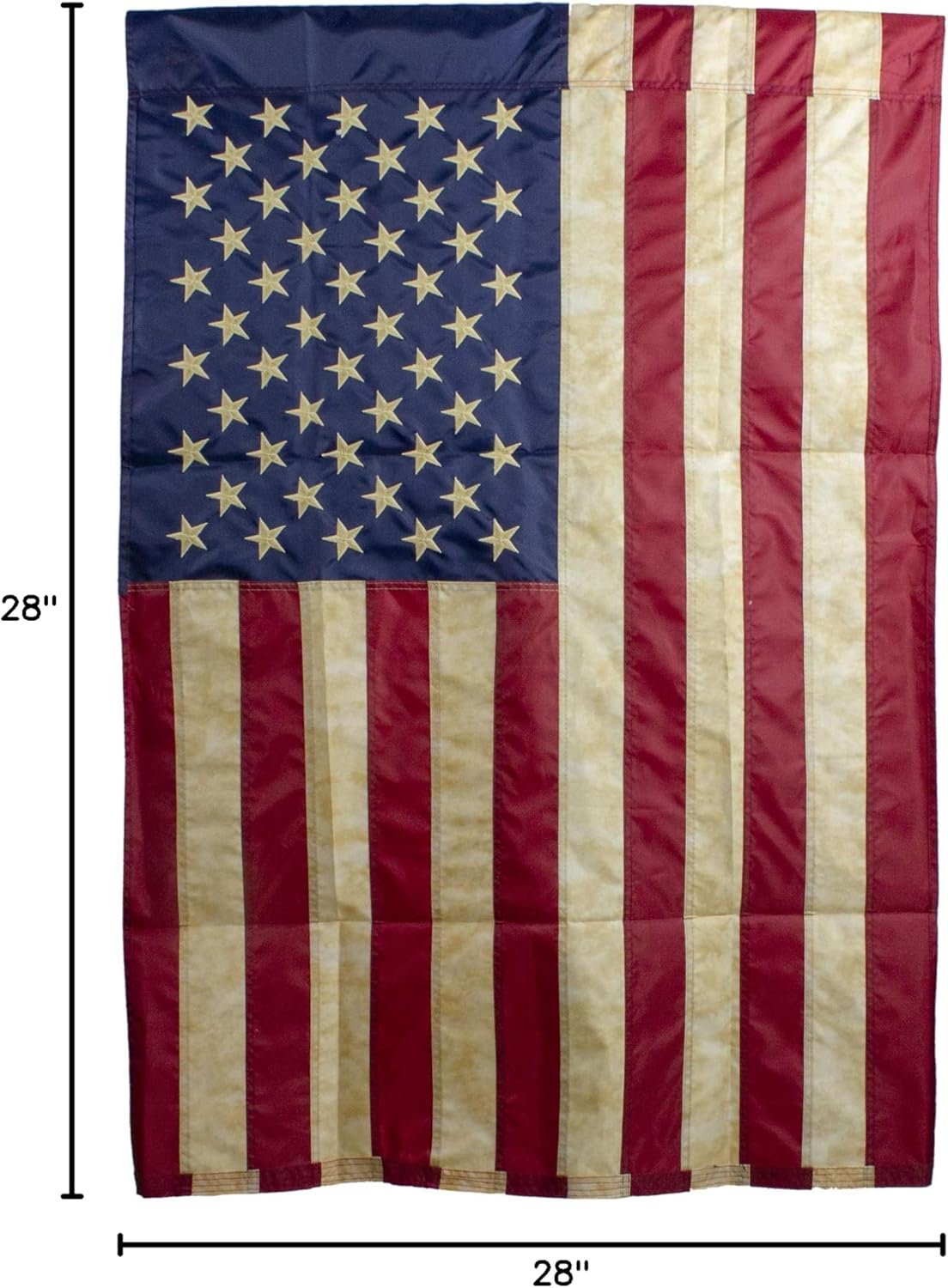 Embroidered Tea-Stained Patriotic House Flag - 40" x 28"