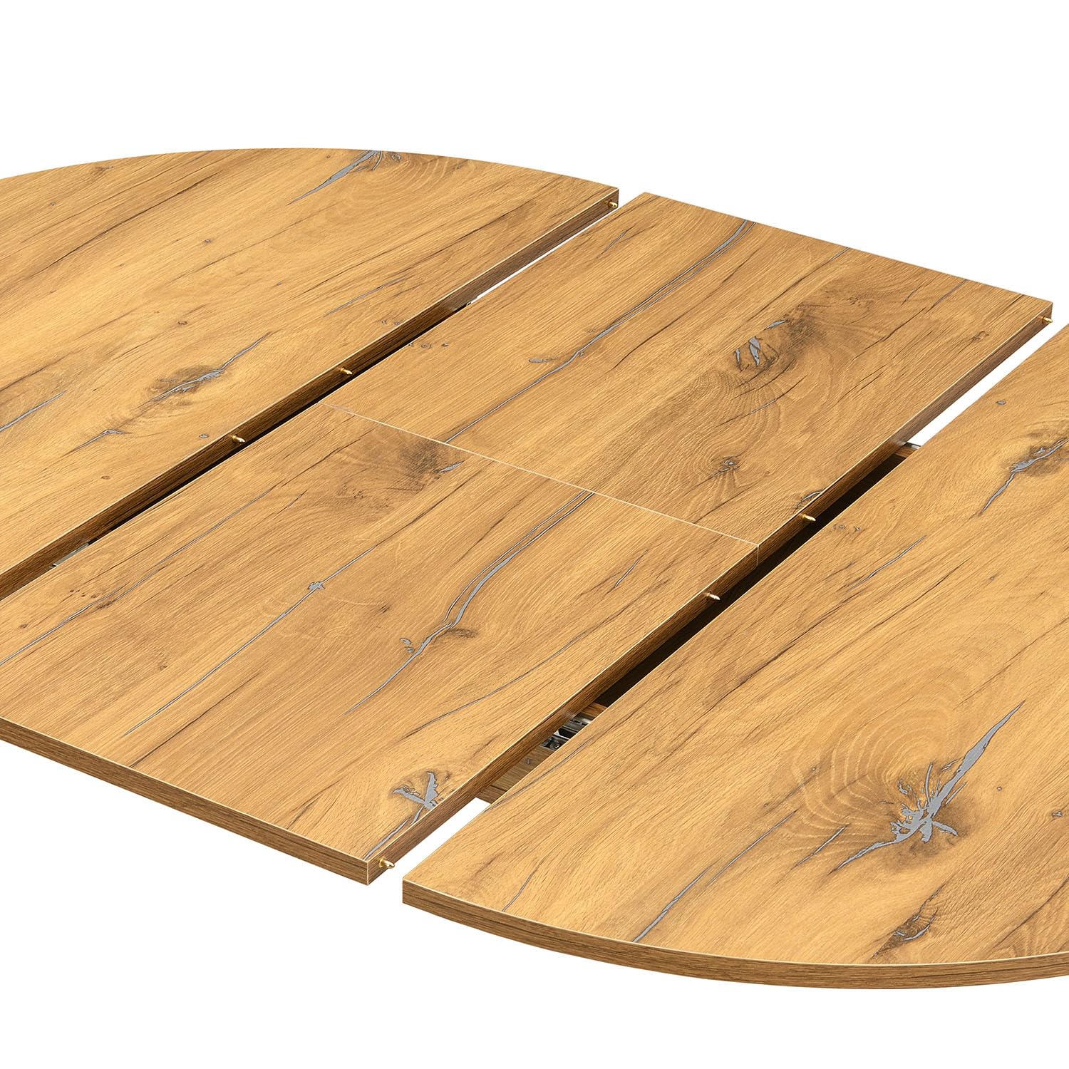 B&D home® WIM Table à manger extensible Ø 100-140 x 100 cm - Table colonne ronde avec tirette papillon mélamine chêne vintage - Table en bois peu encombrante pour cuisine et salle à manger