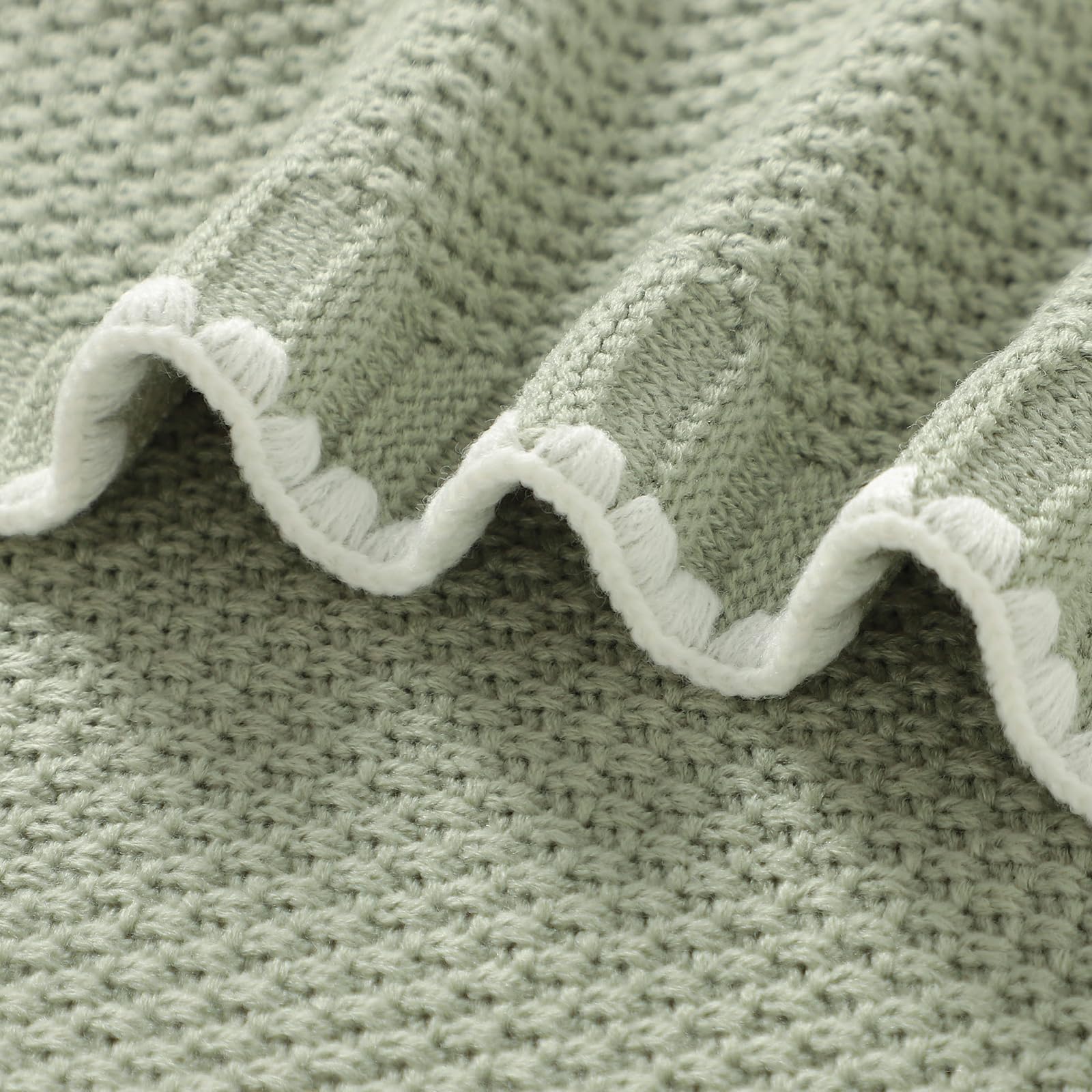Neiwech Cellular Baby Blanket Knitted Cozy Soft Crib Stroller Receiving Swaddle Blankets for Newborn Boys Girls 100 * 80cm Green - Image 4