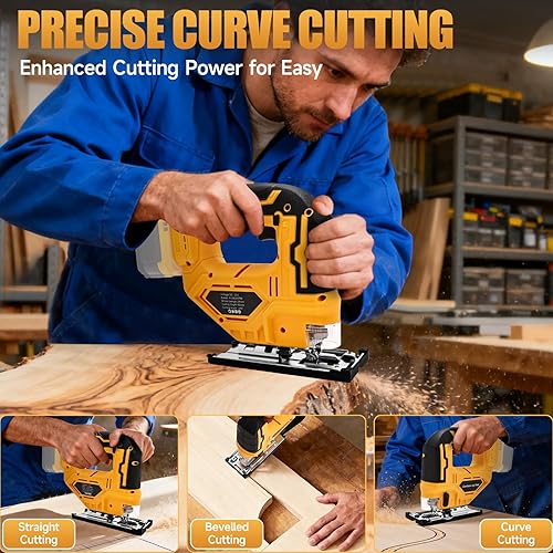 Miniatura 7 de Sierra de calar para batería Dewalt de 20 V máximo, herramienta de sierra de calar inalámbrica con cortes biselados de 45 y 3 movimientos orbitales,