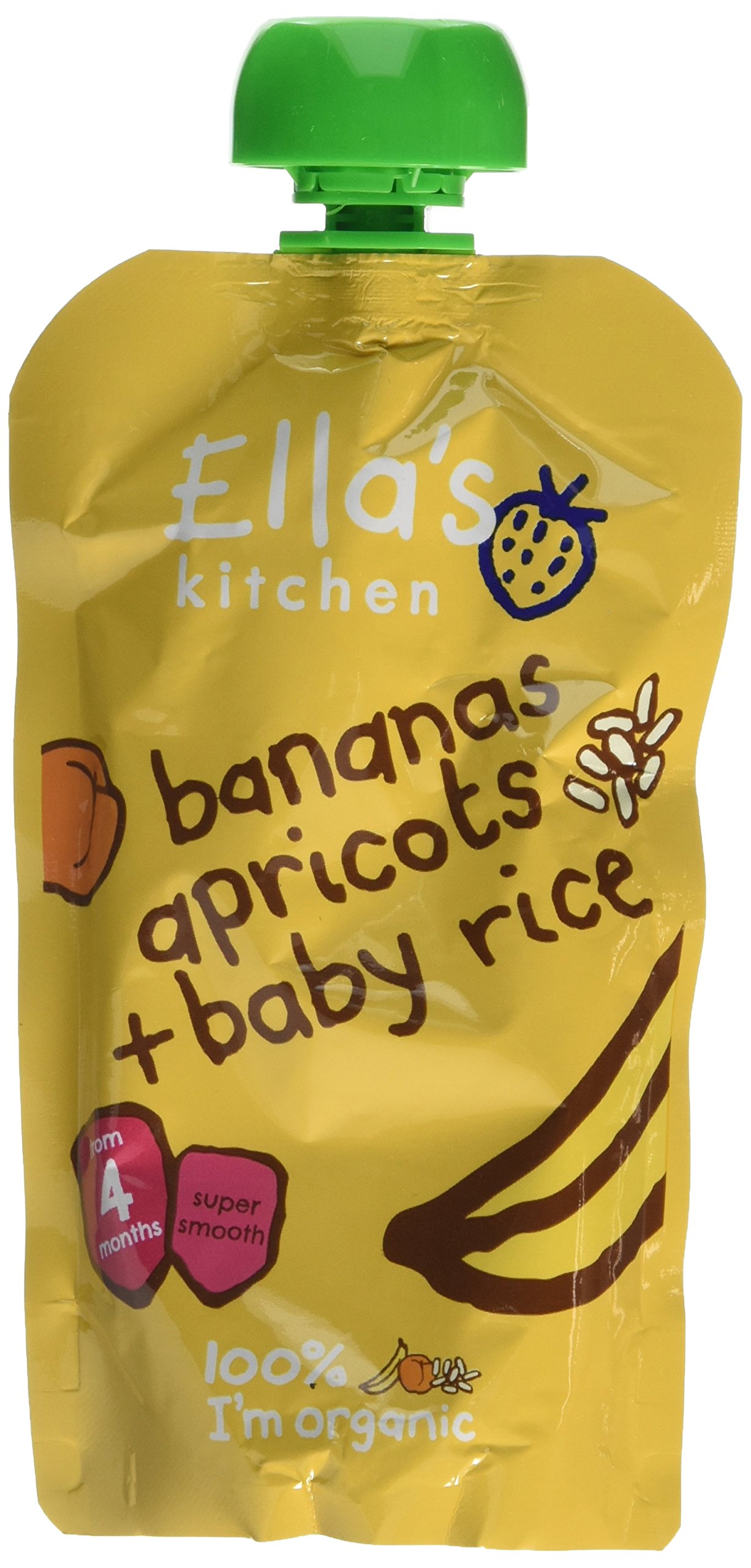 Ella's Kitchen Stage 1 From 4 Months Organic Banana and Apricot Baby Rice (Pack of 7), 120 g