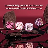 Vista 2 de GeekShare Bonitas tapas de silicona para el pulgar, funda de joystick compatible con Nintendo SwitchOLEDSwitch Lite, 4 unidades, mariposa
