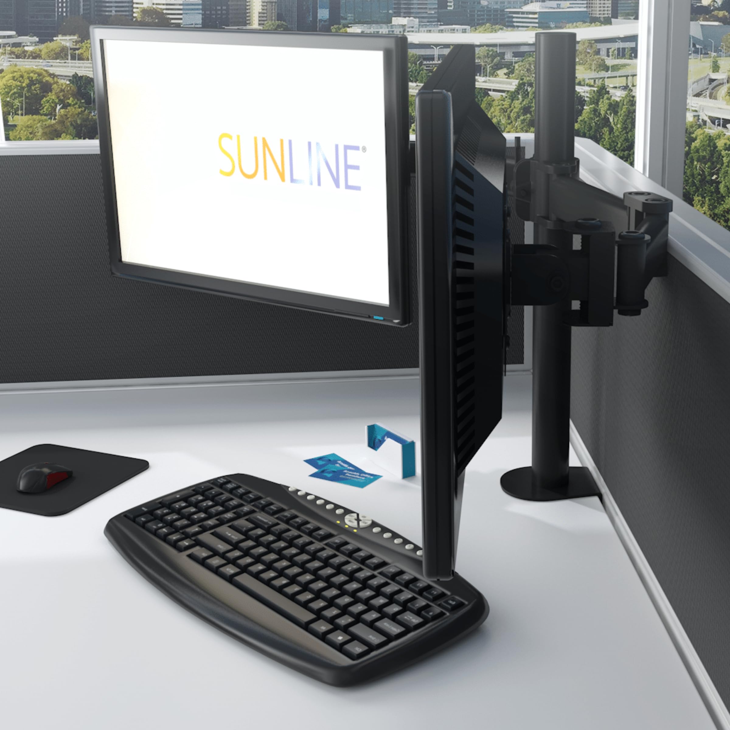 SUNLINE Office Cubicle - Complete Cubicle Desk Kit with 7 Layout Options and Dual Monitor Arm Modular Cubicle — view 2