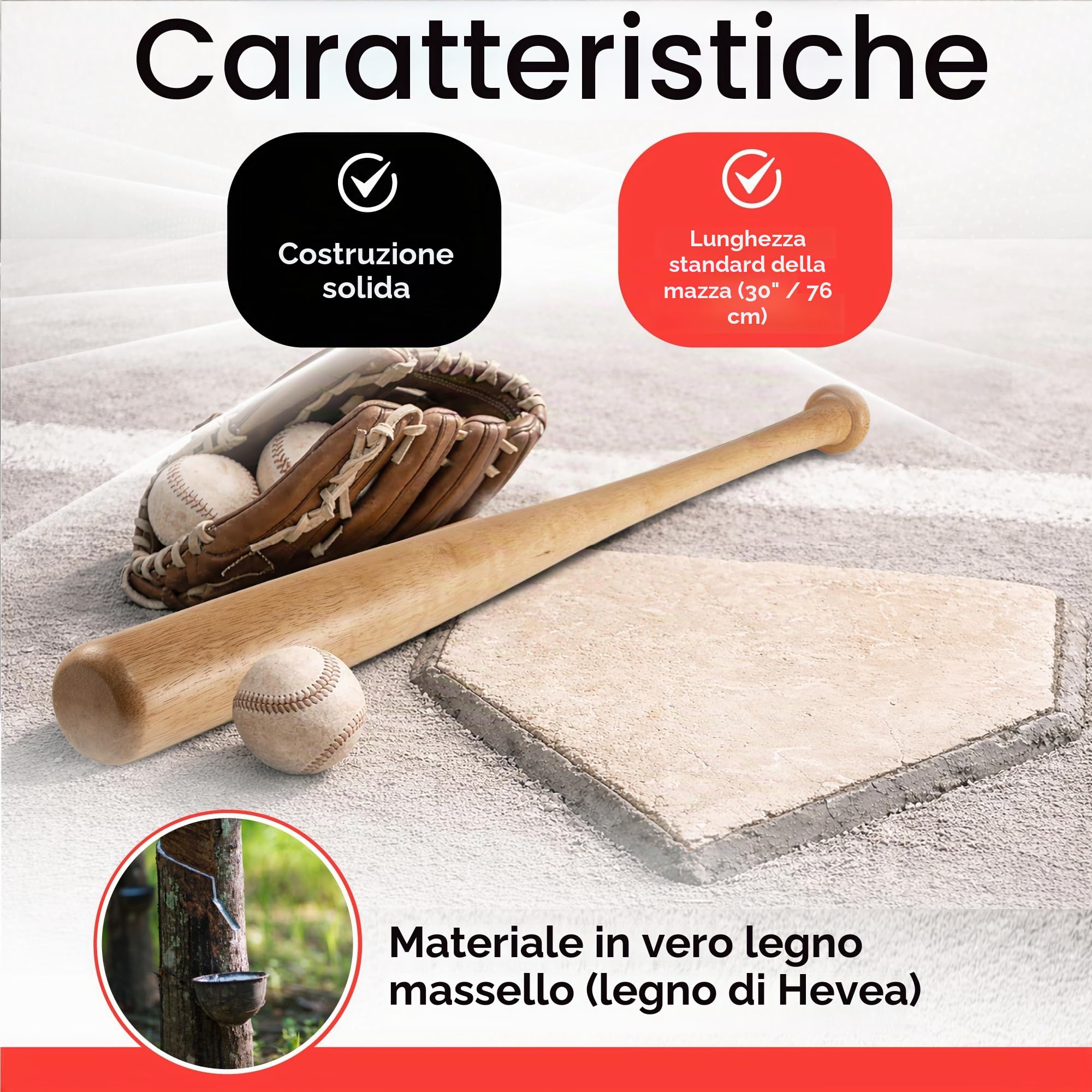 Redfield - Mazza da Baseball in Legno Massiccio Ecologico 30 Pollici (76 cm) - Colore Legno