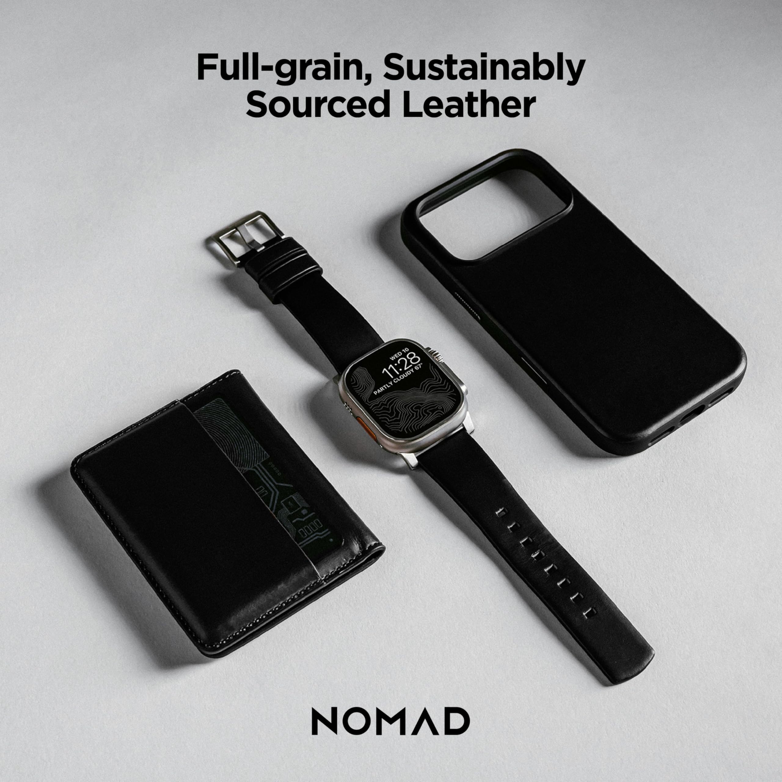 NOMAD Nowoczesne skórzane etui czarne kompatybilne z iPhone 17 Pro Max, skórzane etui Magsafe ładowanie kompatybilne etui na telefon do iPhone'a 17 Pro Max