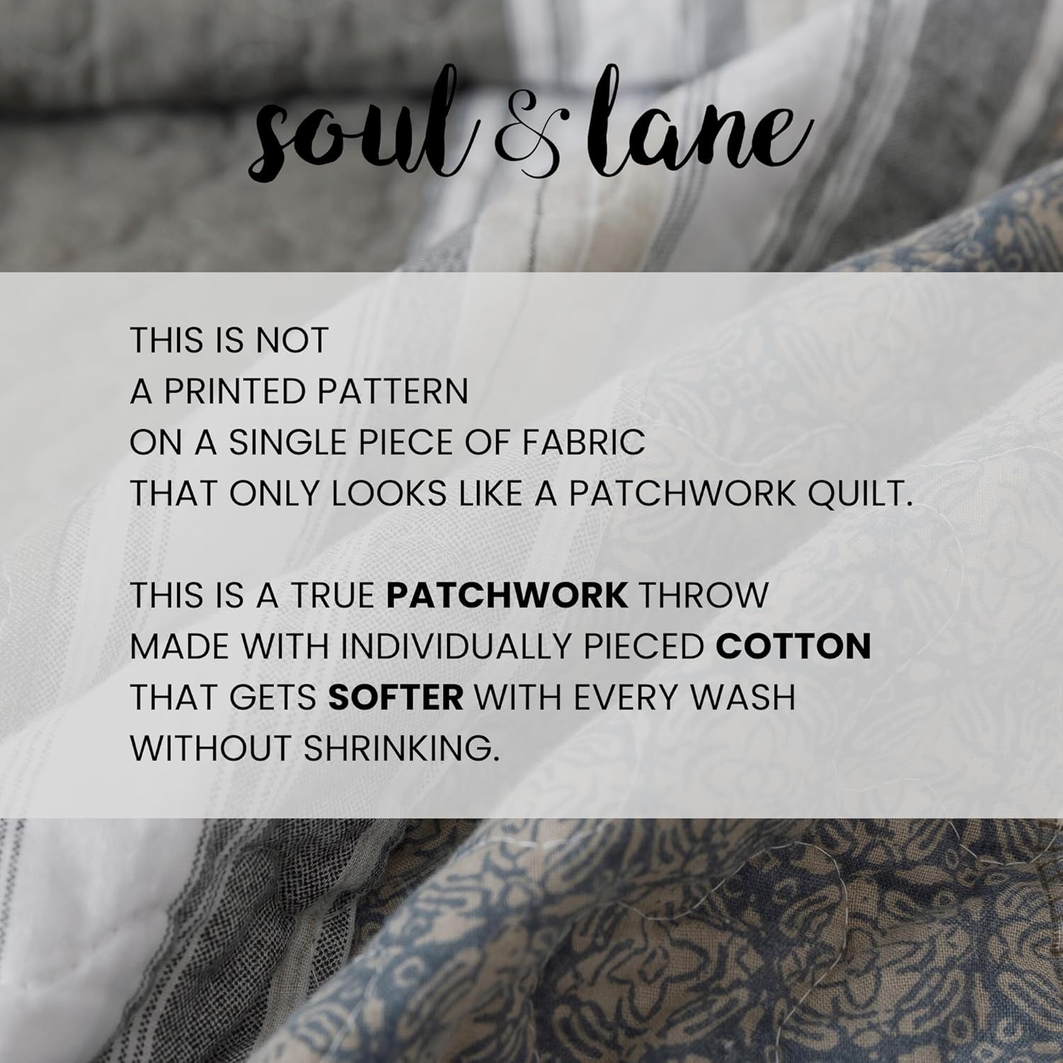 Soul & Lane Madrona 50" x 60" Cotton Quilted Throw Blanket, Modern Masculine Striped Throw Quilt for Couch, Lightweight Pieced Lap Quilt in Brown and Gray for Men's Bedroom - Image 6
