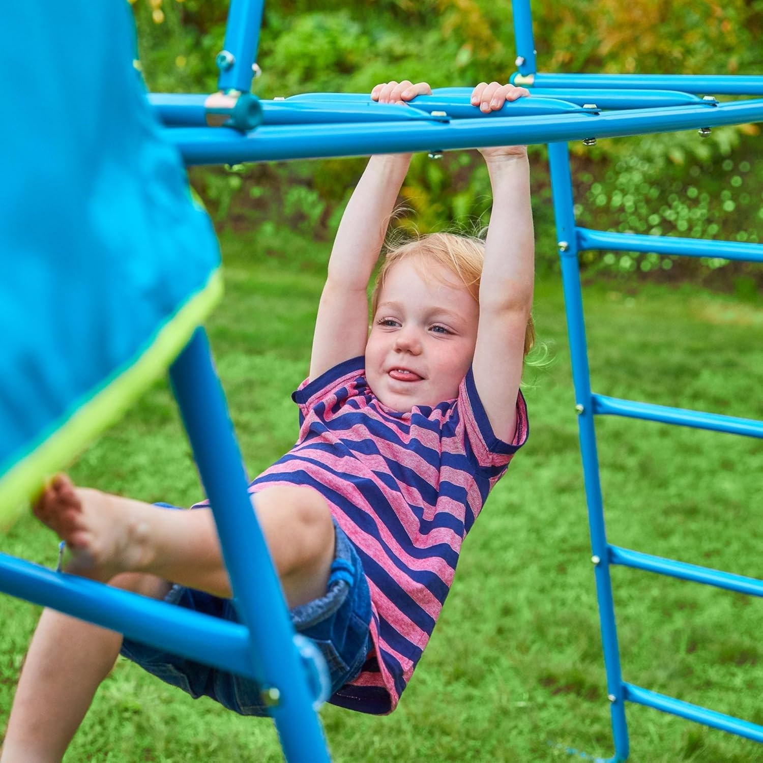 Blue Metal Climbing Set with Fort and Slide