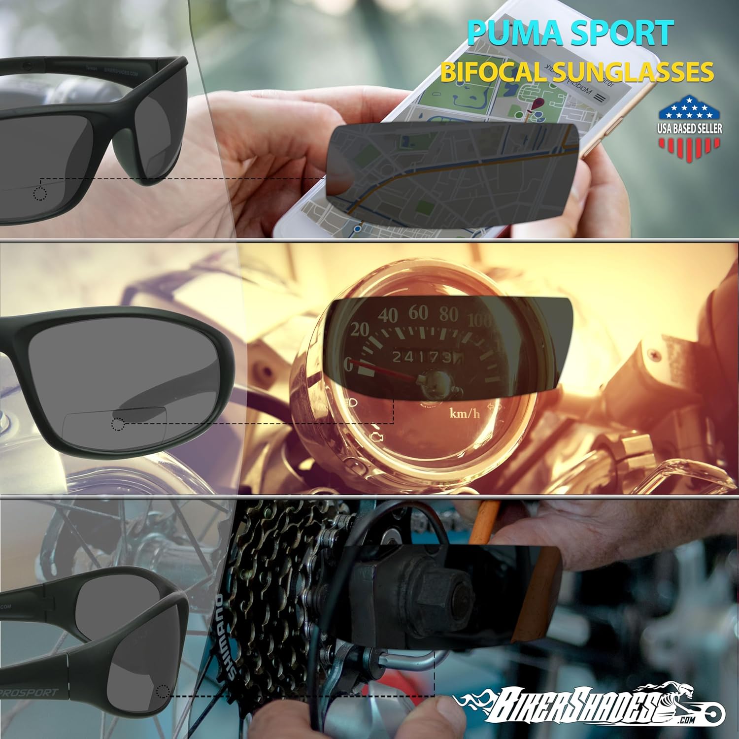 proSPORT Z87.1 Bifocal Safety Sunglasses ANSI for Men Women Readers Sport Wrap Dark Gray Smoke Black +1.50 +2.00 +2.50 +3.00