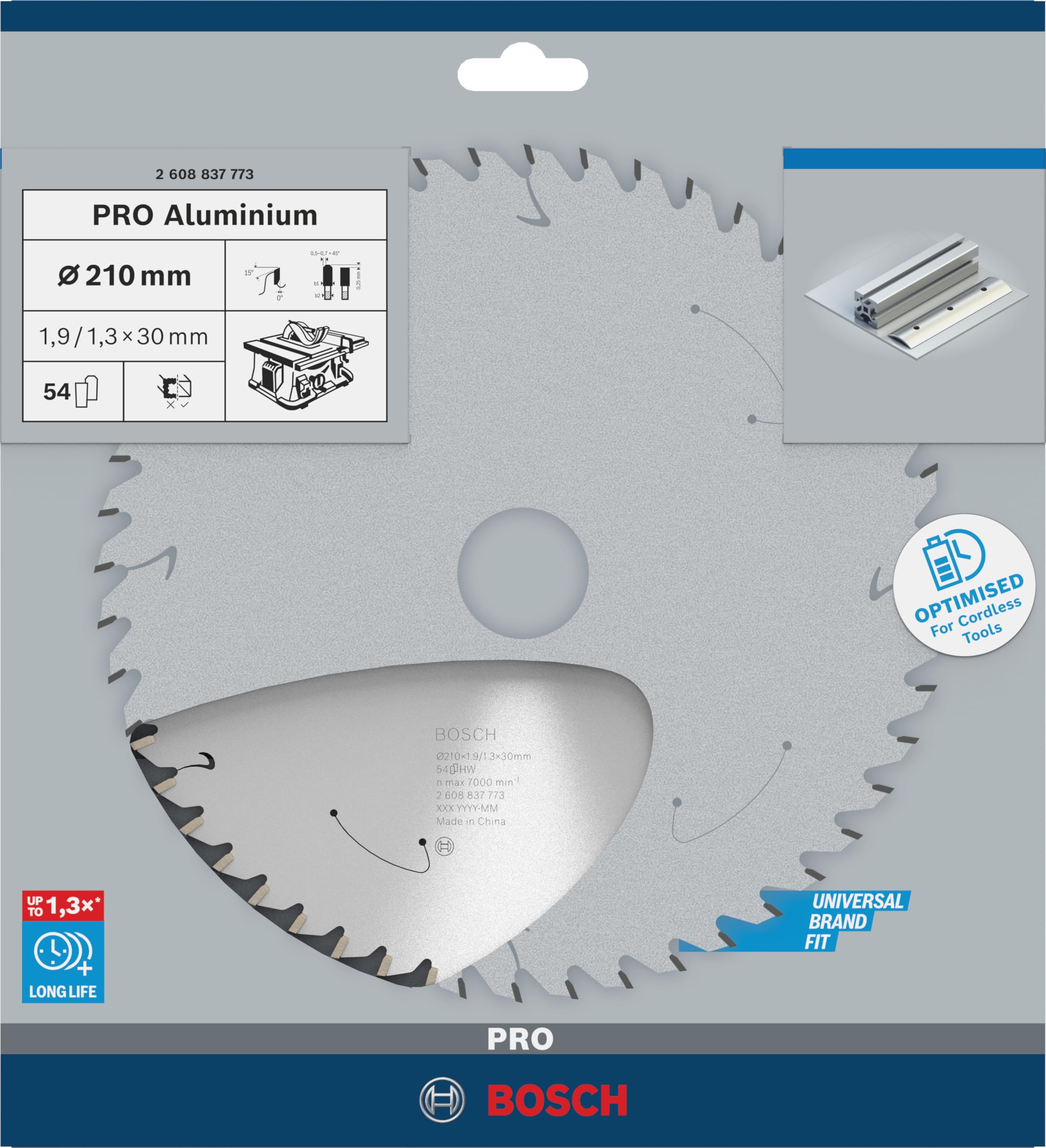 Bosch Professional 1x Lame de scie circulaire Expert (for Aluminium, 210 x 30 x 1,9 mm, 54 dents, accessoire de scie circulaire sans fil)