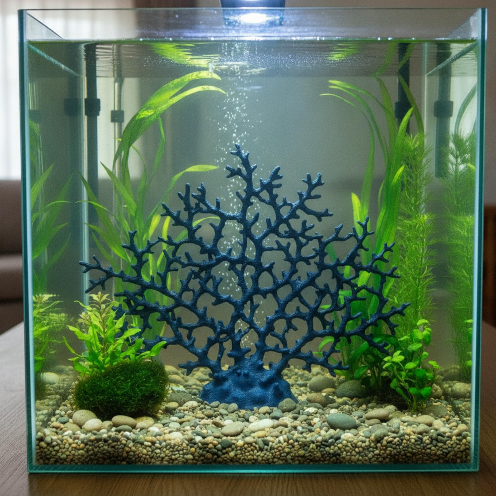 esschmuck Korallenration rativ esschmuck aus Kunstharz für Liebhaber, Aquarianer, Wohnzimmer, Badezimmer, Aquarium, 扁珊瑚浅蓝