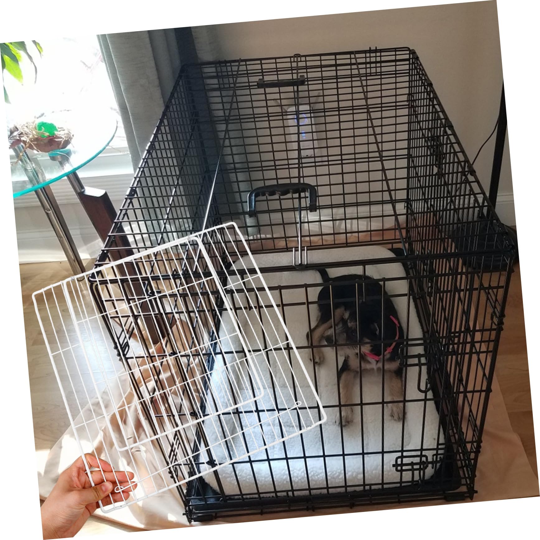 Abnehmbare Türplatte für Haustierzaun aus Eisendraht Weiß mit Multidirektionaler Montage für Katzennetz und Selbstgemacht Haustierzubehör für Katzen