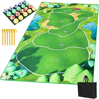 Golf Chipping Game Mat Set - 47"x70" Golf Game Outdoor Indoor Practice Mat for Home Backyard Garage Game Yard(No Club)