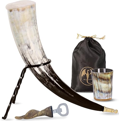 Miniatura 8 de Bocina vikinga XL con punta de lobo de latón, regalo vikingo para hombres y mujeres, único y hecho a mano, seguro para alimentos, acabado de brillo