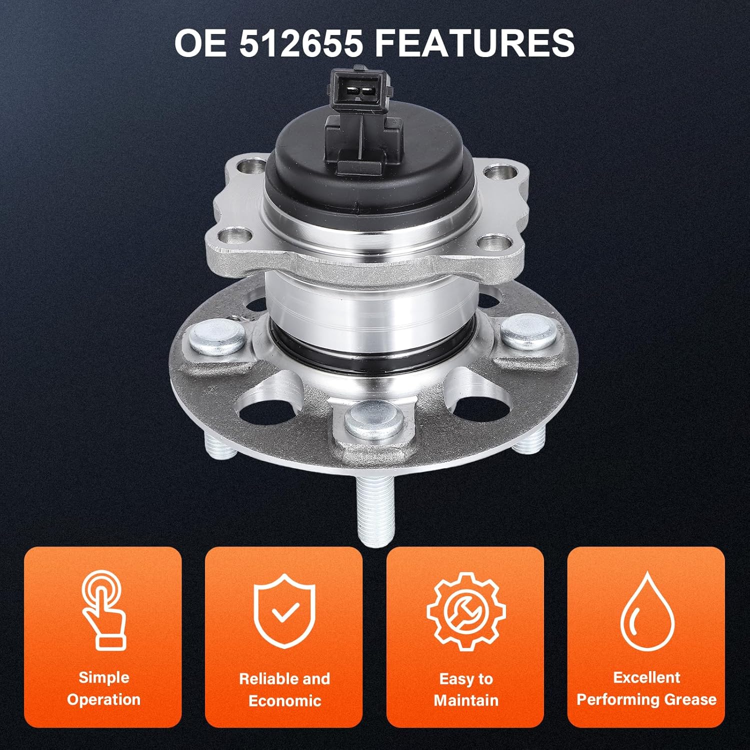 OCPTY 1PC Premium 512655 Wheel Bearing and Hub Assembly for Hyundai Accent Limited 2021-2022 L4 1.6L Rear for Hyundai Accent SE 2021-2022 L4 1.6L Rear Rear Left or Right