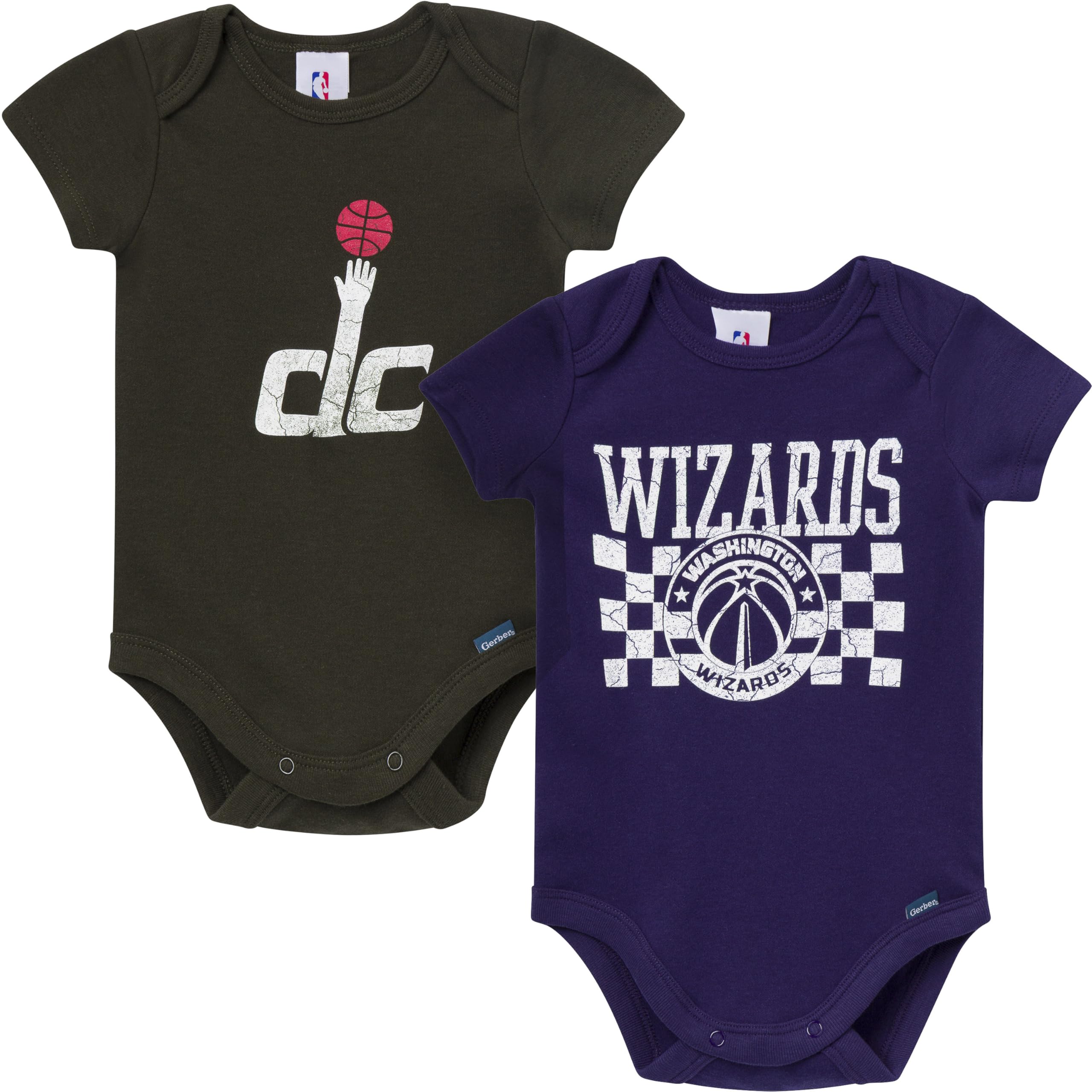 Gerber Baby NBA Boys &amp; Girls 2-Pack Short Sleeve Onesie Bodysuits